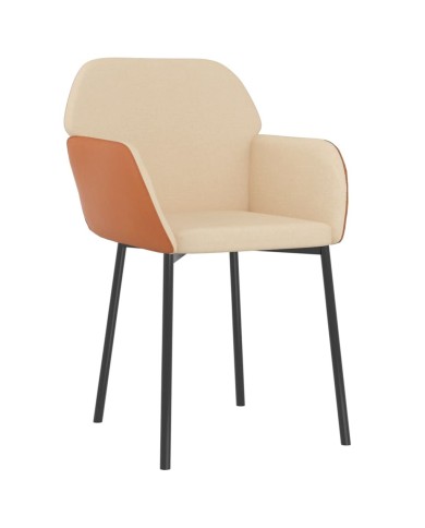 Chaises de salle à manger 2 pcs Crème Tissu et similicuir