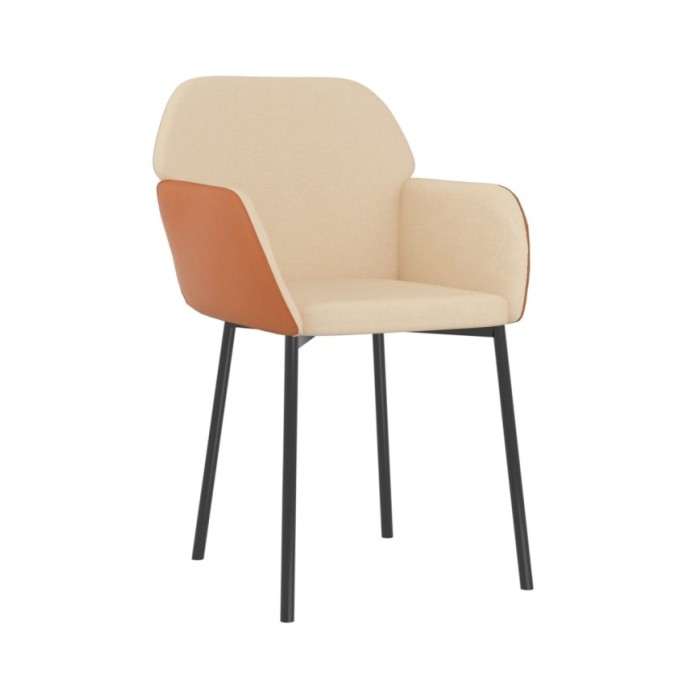 Chaises de salle à manger 2 pcs Crème Tissu et similicuir