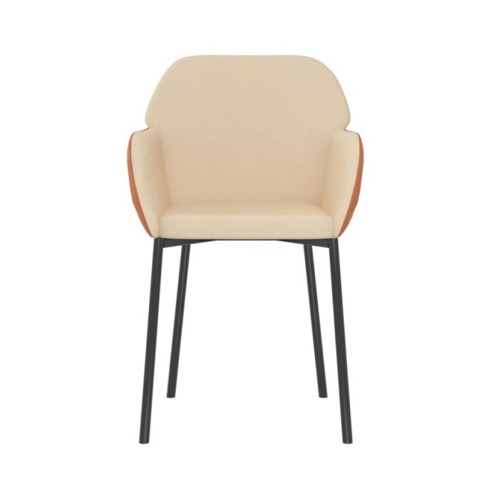 Chaises de salle à manger 2 pcs Crème Tissu et similicuir