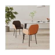 Chaises de salle à manger 2 pcs Marron Tissu et similicuir