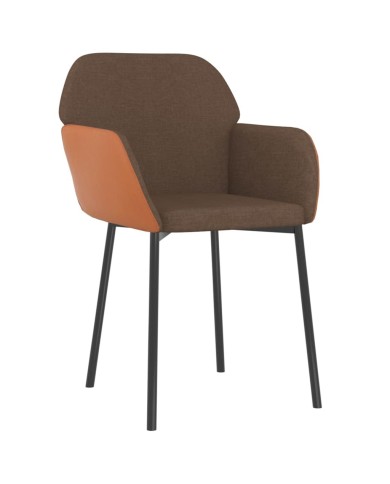 Chaises de salle à manger 2 pcs Marron Tissu et similicuir