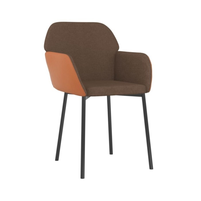 Chaises de salle à manger 2 pcs Marron Tissu et similicuir