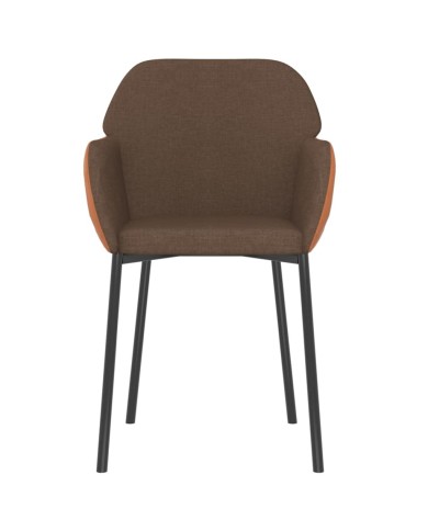 Chaises de salle à manger 2 pcs Marron Tissu et similicuir