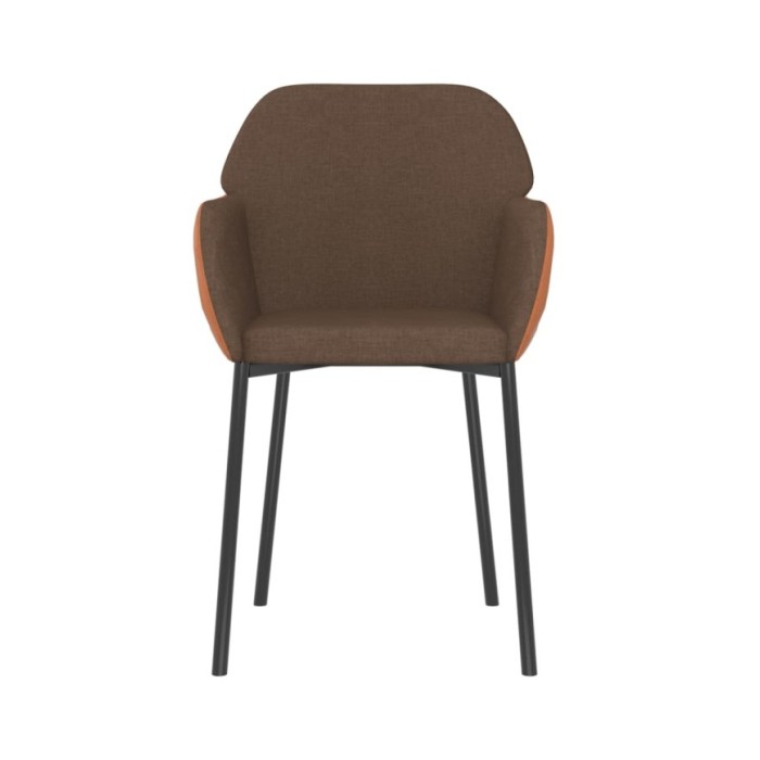 Chaises de salle à manger 2 pcs Marron Tissu et similicuir