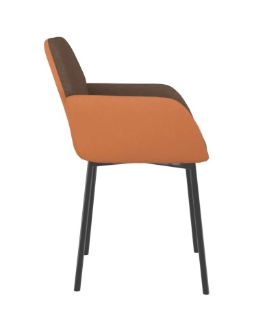Chaises de salle à manger 2 pcs Marron Tissu et similicuir