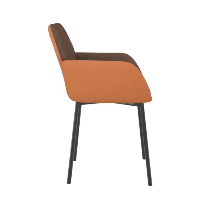 Chaises de salle à manger 2 pcs Marron Tissu et similicuir