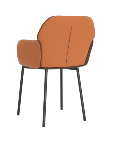 Chaises de salle à manger 2 pcs Marron Tissu et similicuir