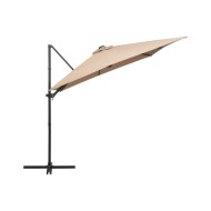 Parasol déporté avec LED et mât en acier 250x250 cm Taupe