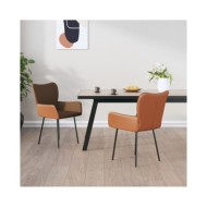 Chaises de salle à manger 2 pcs Marron Tissu et similicuir