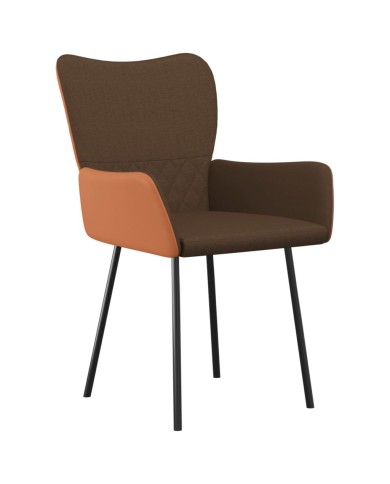 Chaises de salle à manger 2 pcs Marron Tissu et similicuir