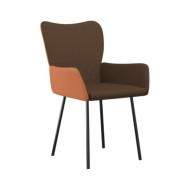 Chaises de salle à manger 2 pcs Marron Tissu et similicuir