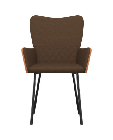 Chaises de salle à manger 2 pcs Marron Tissu et similicuir