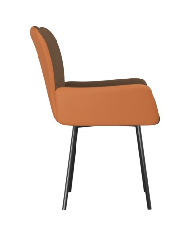Chaises de salle à manger 2 pcs Marron Tissu et similicuir