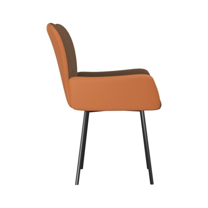 Chaises de salle à manger 2 pcs Marron Tissu et similicuir