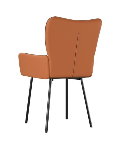 Chaises de salle à manger 2 pcs Marron Tissu et similicuir