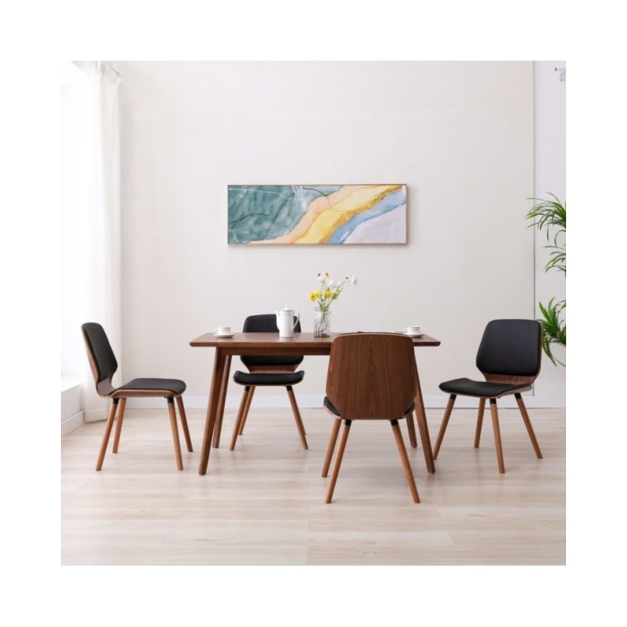 Chaises de salle à manger 4 pcs Noir Similicuir