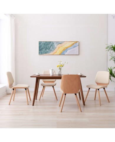 Chaises de salle à manger 4 pcs Crème Similicuir