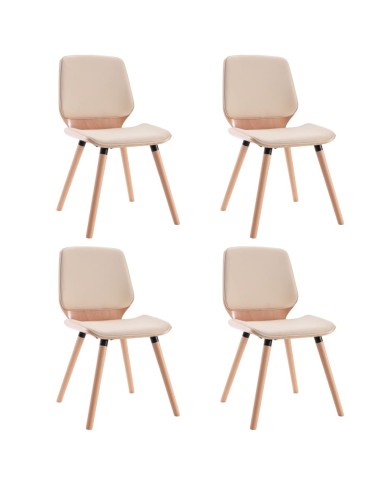 Chaises de salle à manger 4 pcs Crème Similicuir