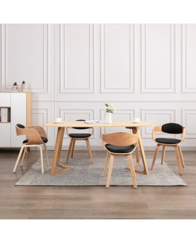 Chaises de salle à manger 4 pcs Bois courbé et similicuir
