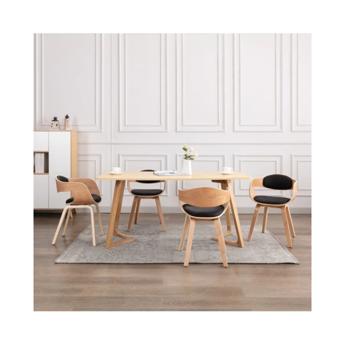 Chaises de salle à manger 4 pcs Bois courbé et similicuir