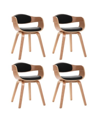 Chaises de salle à manger 4 pcs Bois courbé et similicuir