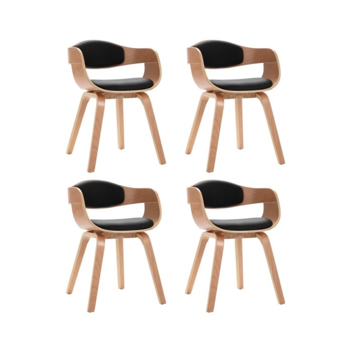 Chaises de salle à manger 4 pcs Bois courbé et similicuir