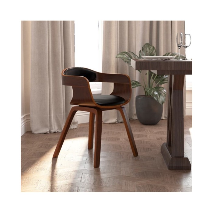 Chaise de salle à manger Noir Bois courbé et similicuir