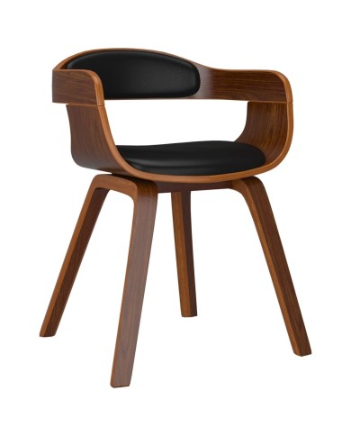 Chaise de salle à manger Noir Bois courbé et similicuir