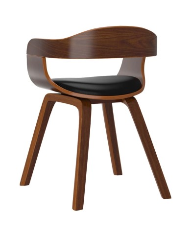 Chaise de salle à manger Noir Bois courbé et similicuir