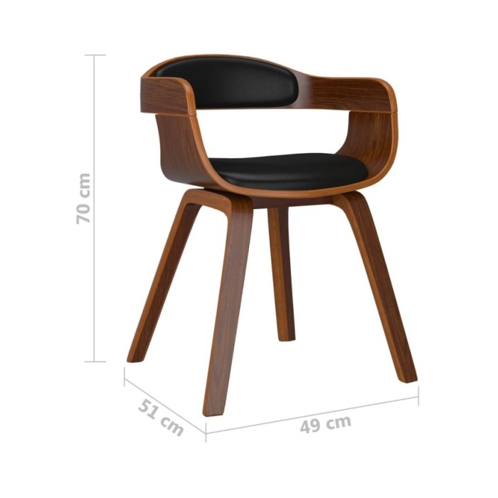 Chaise de salle à manger Noir Bois courbé et similicuir