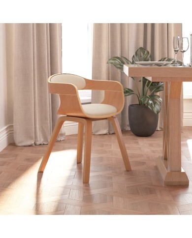 Chaise de salle à manger Crème Similicuir et bois courbé