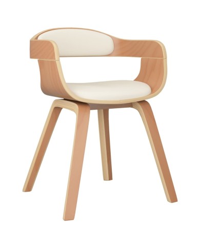 Chaise de salle à manger Crème Similicuir et bois courbé