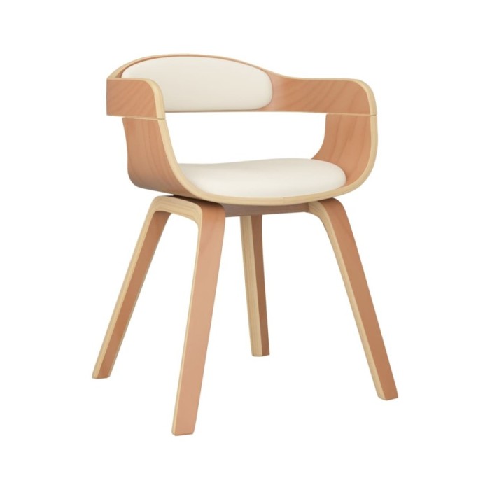 Chaise de salle à manger Crème Similicuir et bois courbé
