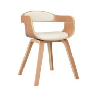 Chaise de salle à manger Crème Similicuir et bois courbé