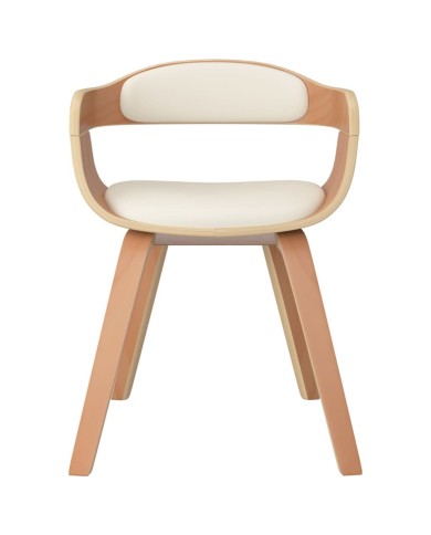 Chaise de salle à manger Crème Similicuir et bois courbé