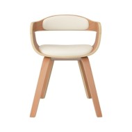 Chaise de salle à manger Crème Similicuir et bois courbé