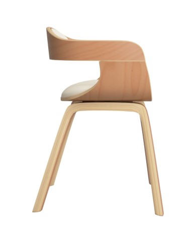 Chaise de salle à manger Crème Similicuir et bois courbé