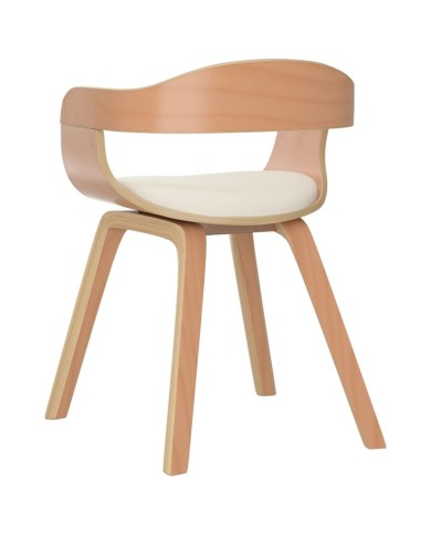 Chaise de salle à manger Crème Similicuir et bois courbé