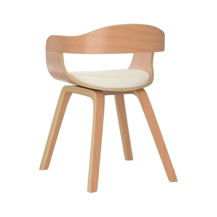 Chaise de salle à manger Crème Similicuir et bois courbé