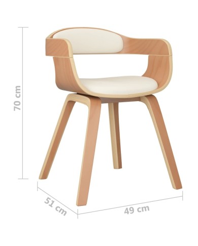 Chaise de salle à manger Crème Similicuir et bois courbé