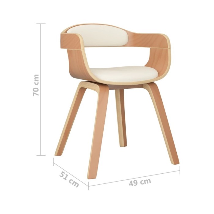 Chaise de salle à manger Crème Similicuir et bois courbé