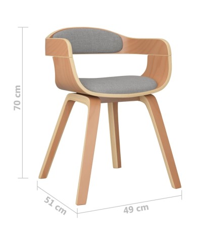 Chaise de salle à manger Taupe Bois courbé et tissu