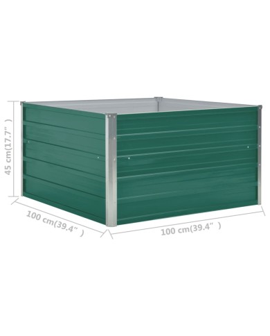 Jardinière 100 x 100 x 45 cm Acier galvanisé Vert