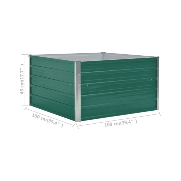 Jardinière 100 x 100 x 45 cm Acier galvanisé Vert