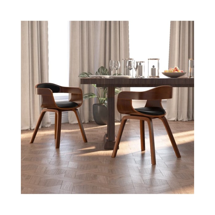 Chaises de salle à manger 2 pcs Noir Bois courbé et similicuir