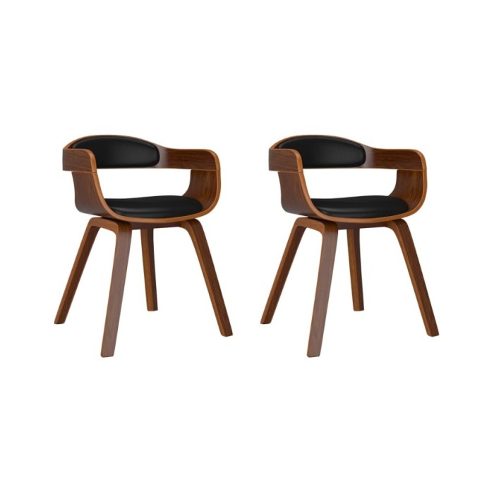 Chaises de salle à manger 2 pcs Noir Bois courbé et similicuir