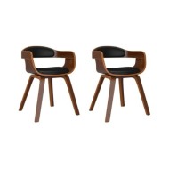 Chaises de salle à manger 2 pcs Noir Bois courbé et similicuir