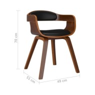 Chaises de salle à manger 2 pcs Noir Bois courbé et similicuir