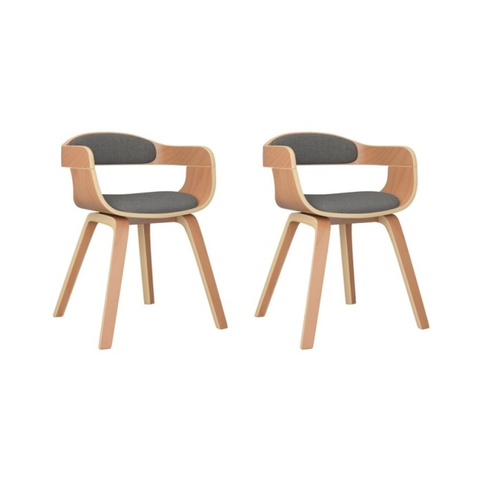 Chaises de salle à manger 2 pcs Gris clair Bois courbé et tissu