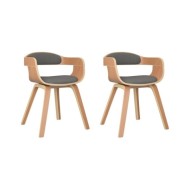 Chaises de salle à manger 2 pcs Gris clair Bois courbé et tissu